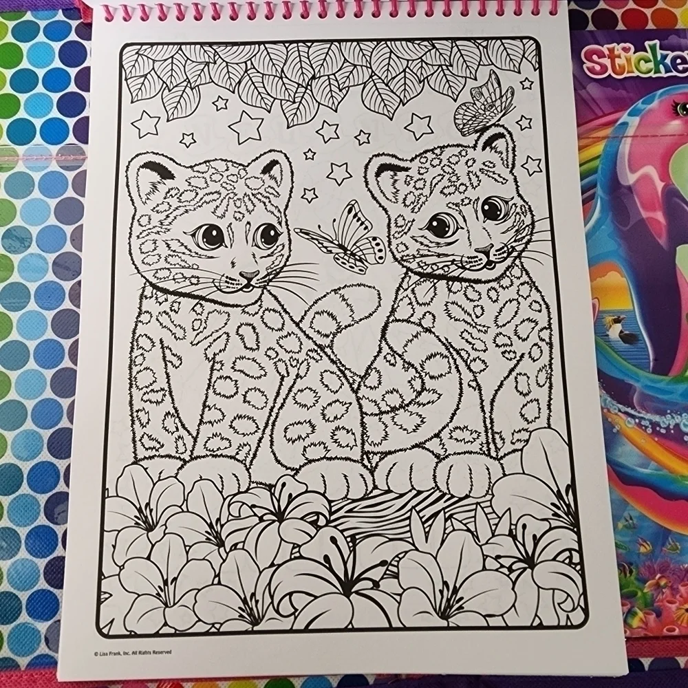 Lisa Frank Tri Fold Portfolio Art Sticker Case